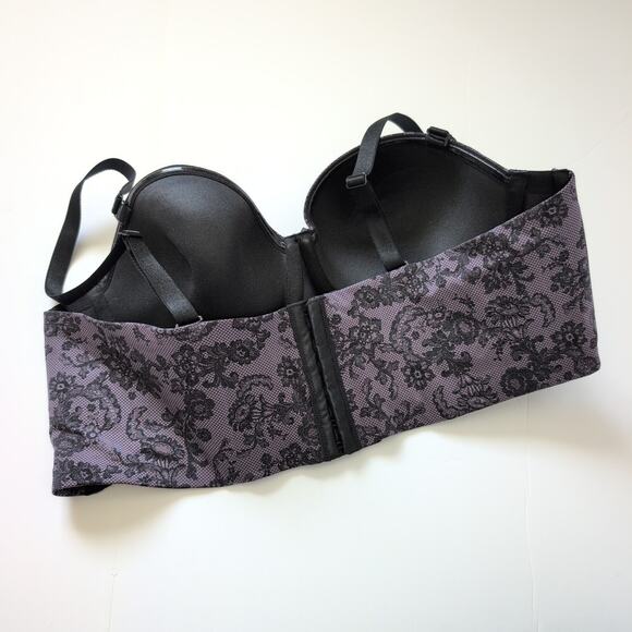 Torrid Bra 42B Purple Lace Strapless Push Up Longline Sexy Underwire Supportive - Picture 8 of 12